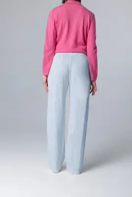 Pantalon Bleu Clair en Lin / Elasthanne — photo 3