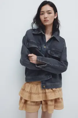 Veste oversize en denim - Gris denim — photo 3
