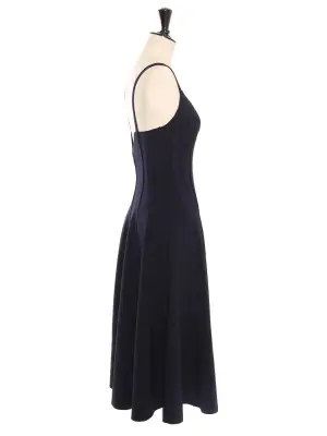 Robe longue décolleté V à fines bretelles en jersey stretch bleu nuit Prix boutique 400€ Taille S/M — photo 2