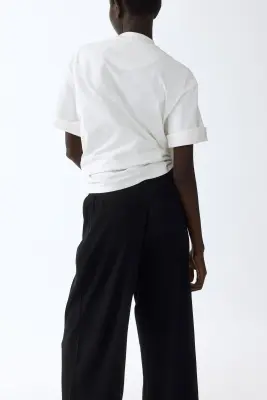 Pantalon côtelé avec cordon de serrage - Noir — photo 3