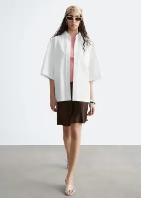 Chemise à manches courtes en coton - Blanc — photo 2
