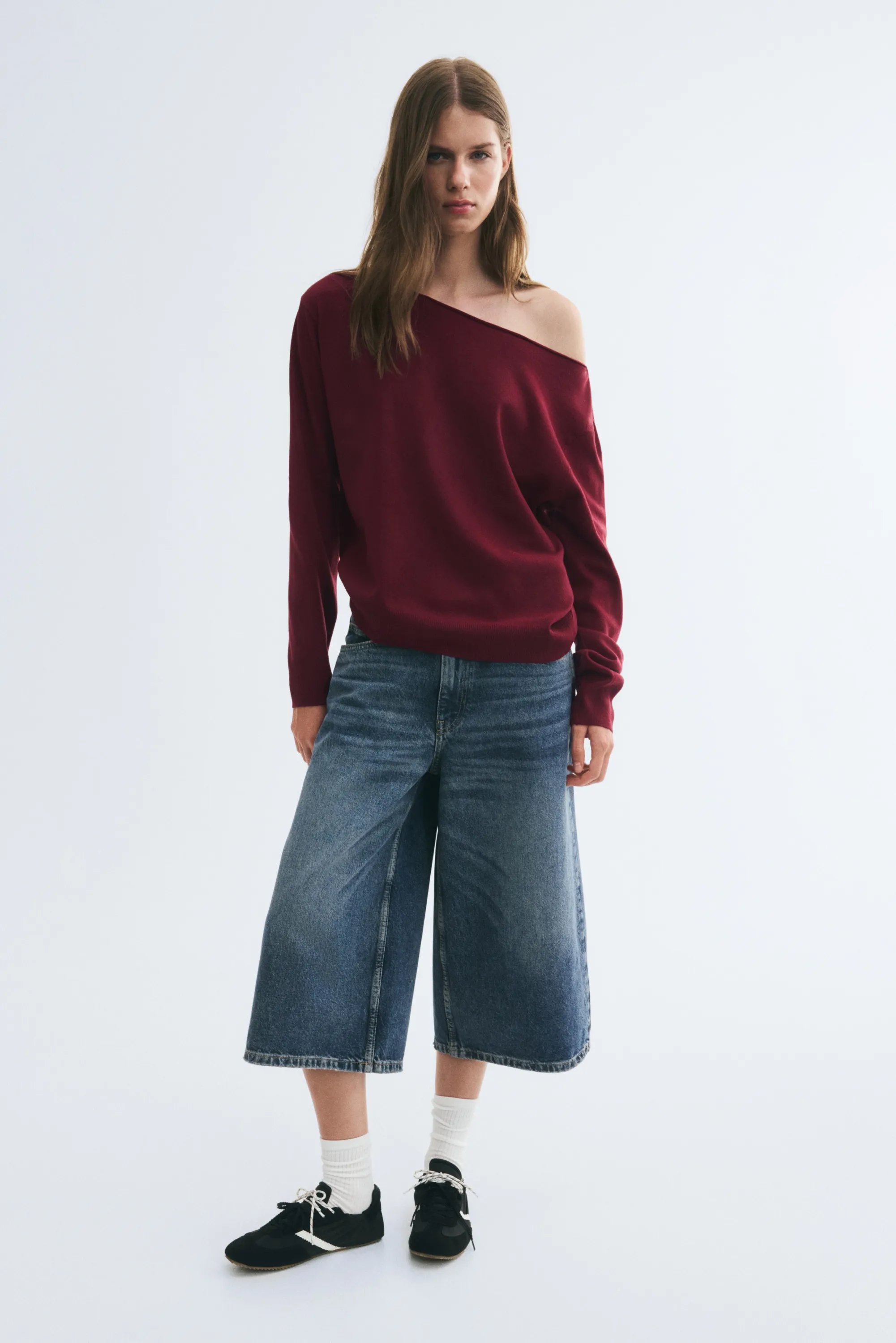 Off-the-shoulder jumper - Bordeaux