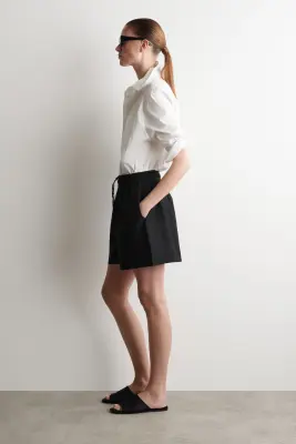 SHORT À TAILLE FRONCÉE - NOIR — photo 2