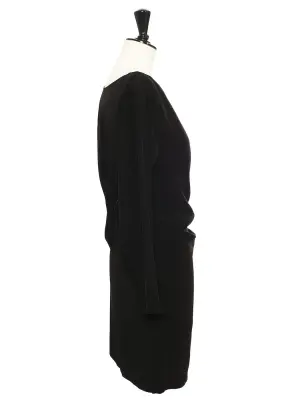Mini robe de cocktail décolleté plongeant en crêpe noir Px boutique 1100€ Taille 40 — photo 3