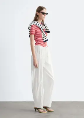 Pantalon large - Blanc — photo 3