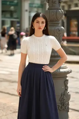 Tina Cable Knit Top - Cream — photo 2