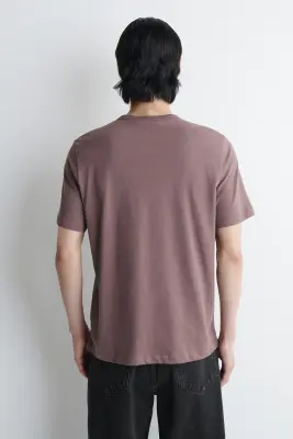 T-SHIRT EN COTON BROSSÉ - ROUGE ARGILE — photo 2