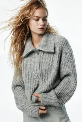 Gilet zippé - Gris clair chiné — photo 1