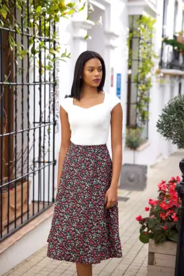Mara Wrap Skirt - Black floral — photo 3
