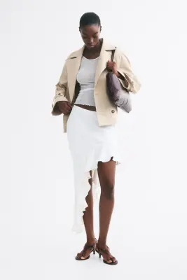 Trench-coat court avec ceinture à nouer - Beige — photo 2