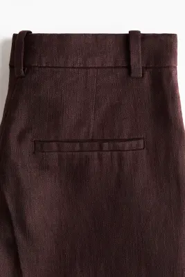 Pantalon chic en lin mélangé - Marron foncé — photo 4