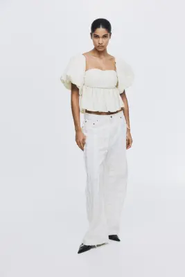 Top épaules nues - Crème — photo 1
