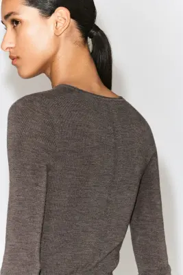TOP À MANCHES LONGUES SANS COUTURE EN MÉRINOS - BRUN CHINÉ — photo 4