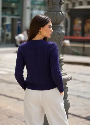Christina Cotton Cashmere Sweater - Navy — photo 3