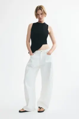 Top asymétrique en jersey - Noir — photo 2