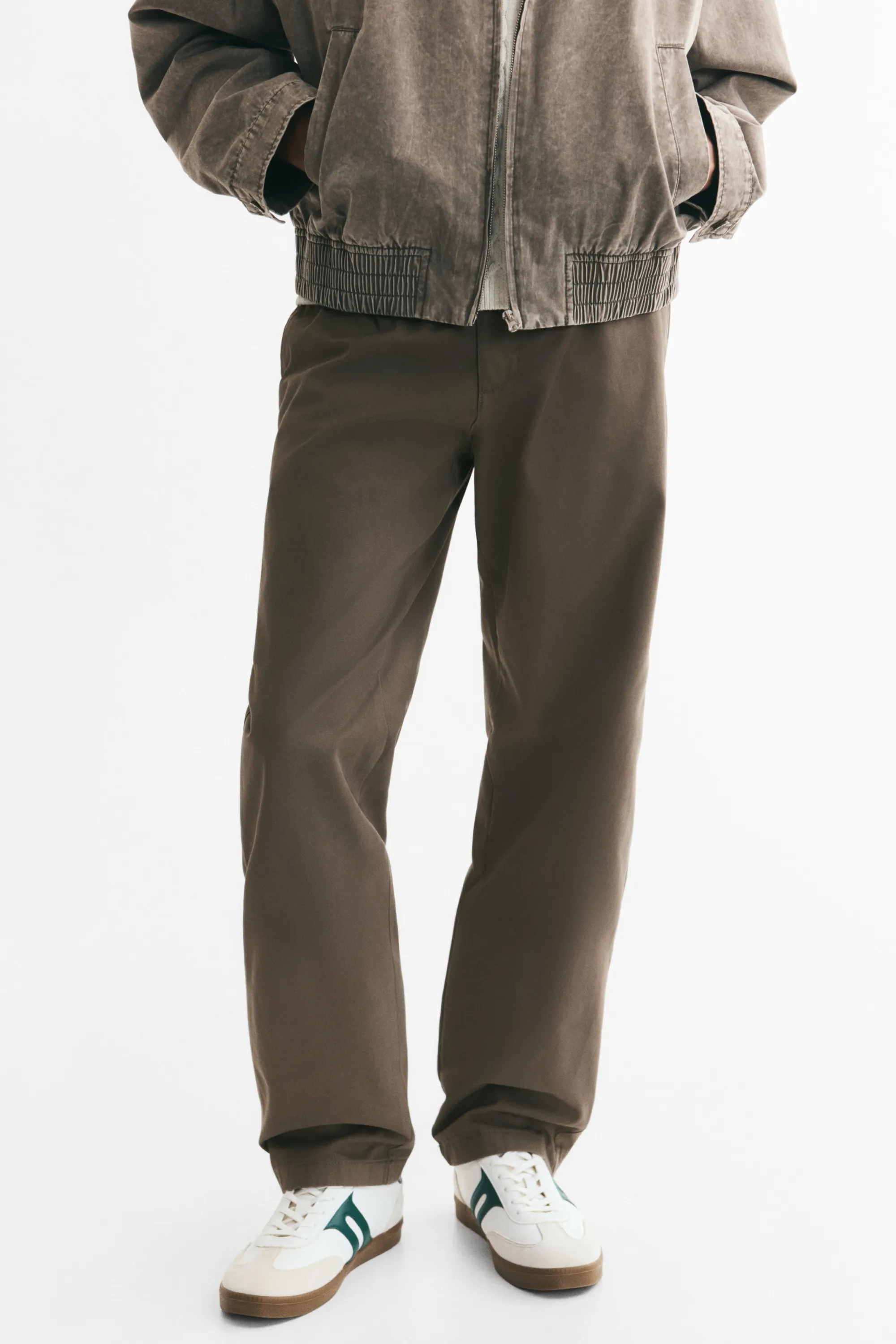 Chino Relaxed Fit en twill de coton - Vert kaki foncé