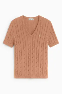 Talina Cable Knit Top - Beige — photo 3