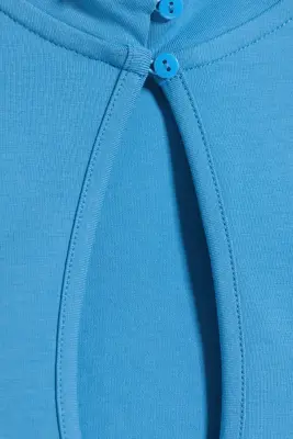 Top à encolure ajourée - Bleu — photo 4