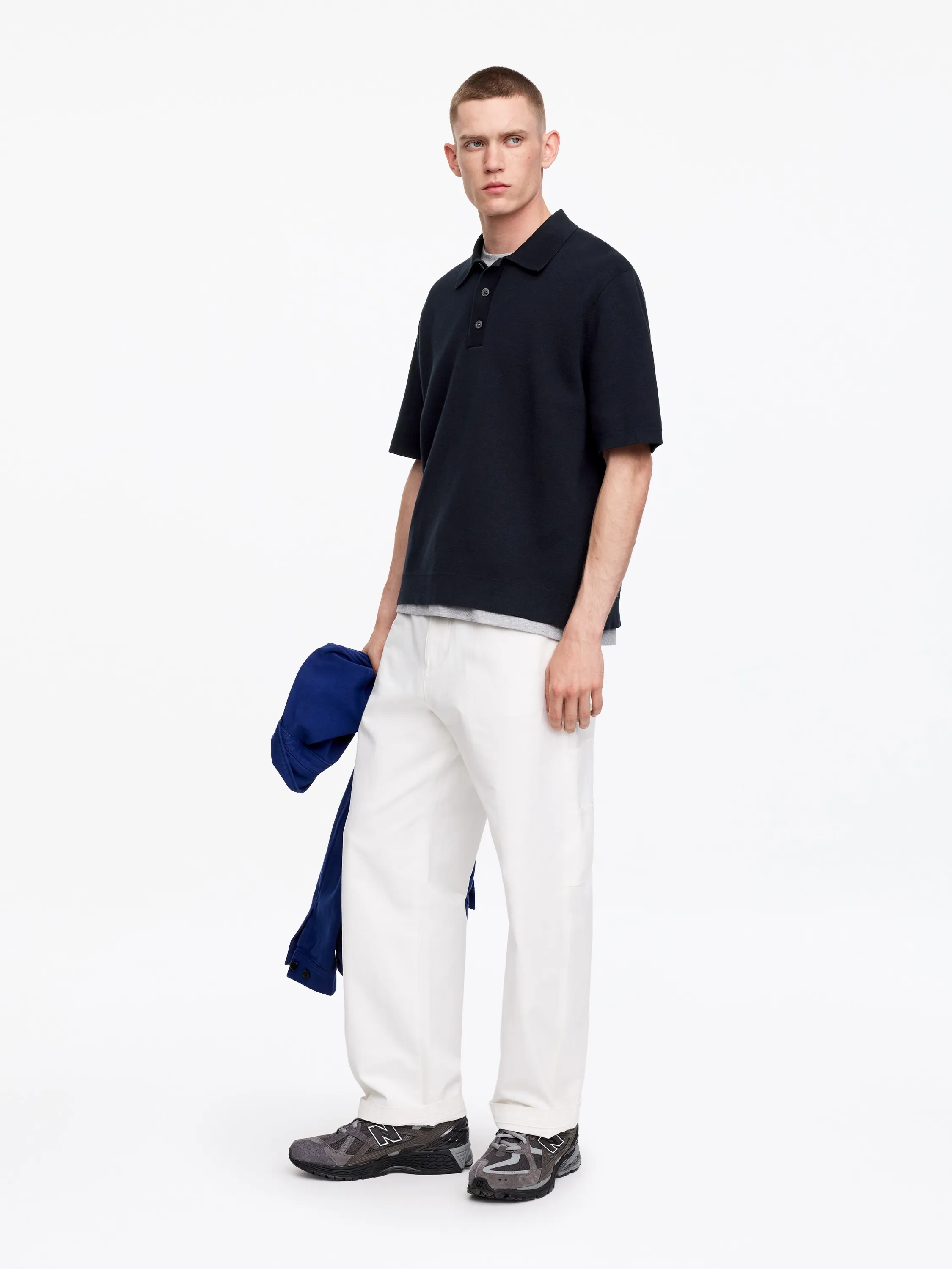 Polo en maille fine - Bleu foncé