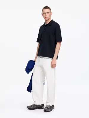 Polo en maille fine - Bleu foncé — photo 1