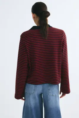 Polo en coton - Bleu marine/rayé — photo 4