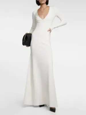 Robe de mariée longue manches longues décolleté V stretch blanc Prix boutique 1390€ Taille 40 — photo 4