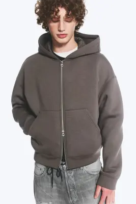 Simon Graphic Scuba Hoodie - Taupe foncé - brodé — photo 2
