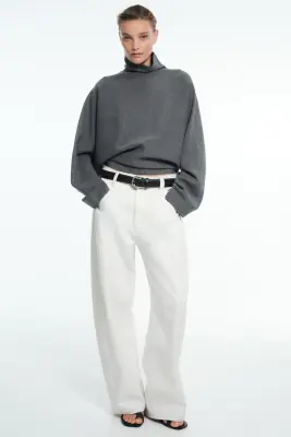 Pull oversize avec col cheminée - Gris foncé — photo 1