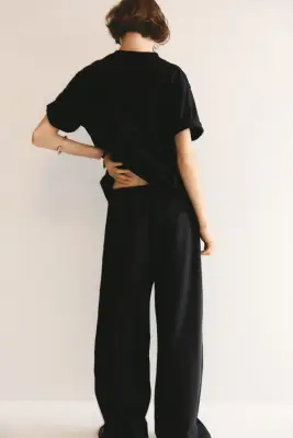 Pantalon barrel avec plis - Noir — photo 4
