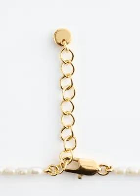 Collier de perles de culture - Blanc/Doré — photo 2