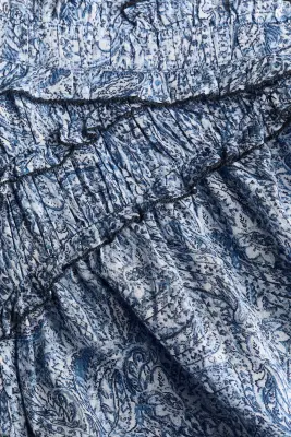Jupe à volants ruchés en coton - Bleu/motif cachemire — photo 3