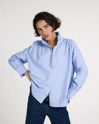 Chemise Léonor rayures bleu lavande et blanc — photo 3