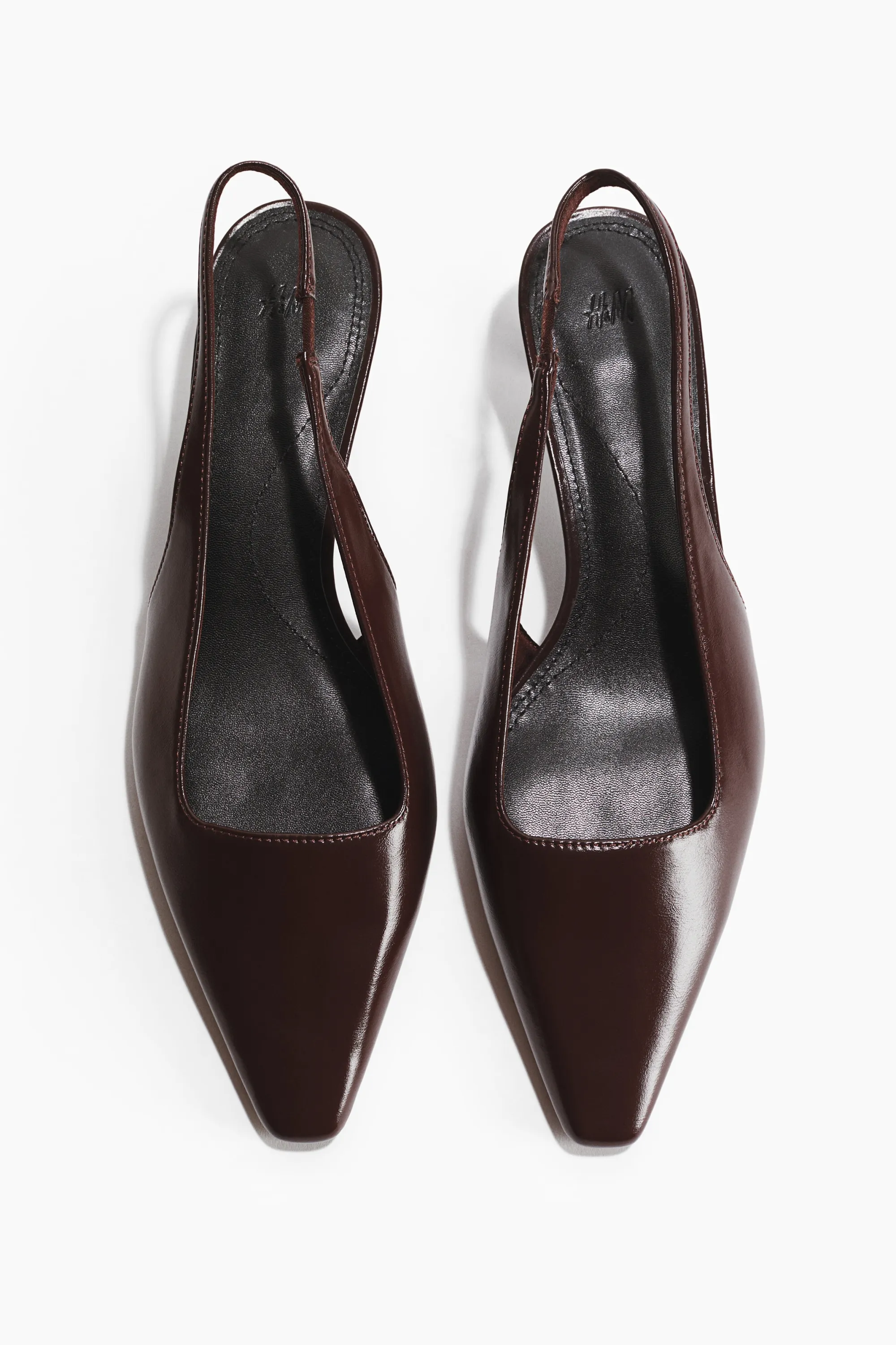 Escarpins à bride arrière avec talon kitten heel - Marron foncé