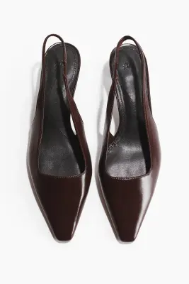 Escarpins à bride arrière avec talon kitten heel - Marron foncé — photo 1