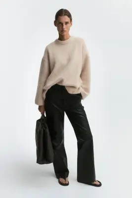 Pull oversize en mohair mélangé - Beige clair — photo 1