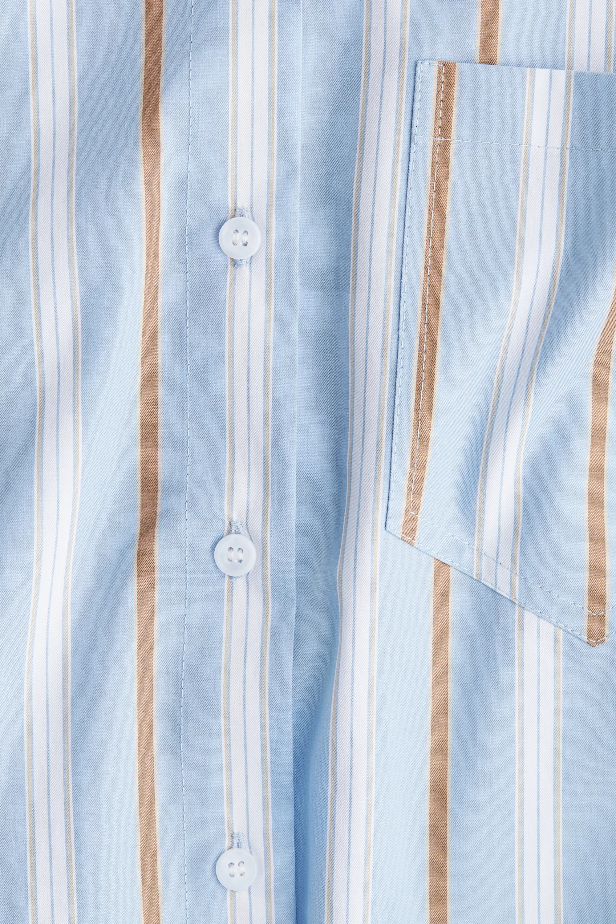 Robe chemise avec ceinture à nouer - Bleu clair/rayé