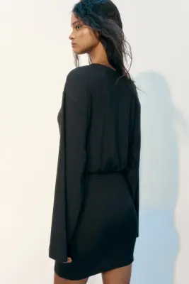 Robe à manches longues en jersey - Noir — photo 3