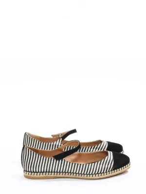 Espadrilles babies SEBILLE en soie rayée noir et blanc et suède noir Px boutique 450€ Taille 38 — photo 1