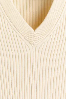 Pull sans manches côtelé Slim Fit - Beige clair — photo 4