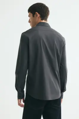 Chemise Slim Fit repassage facile - Gris foncé — photo 3