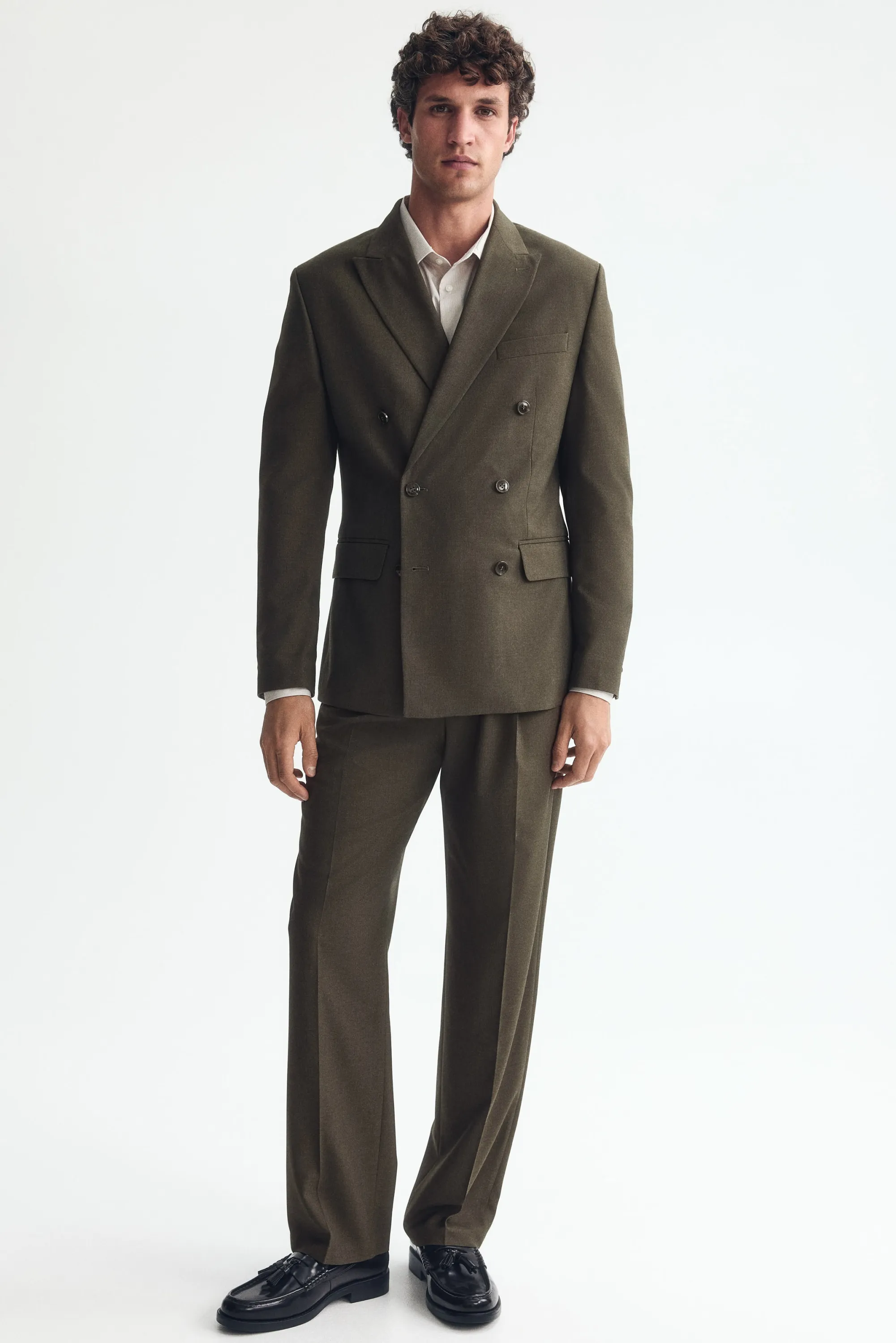 Veste Regular Fit à fermeture croisée - Vert kaki foncé