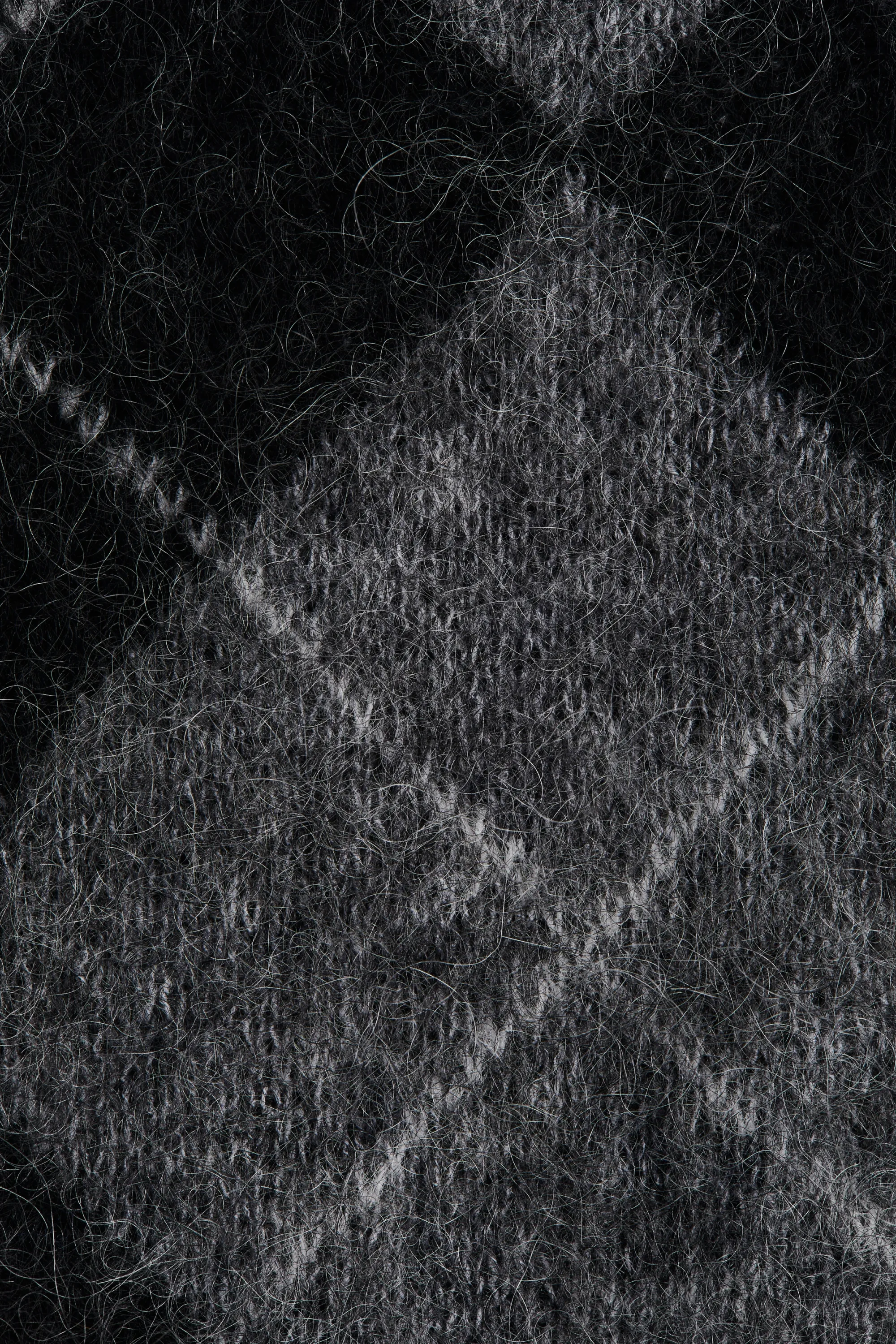 Top à col écharpe en mohair mélangé - Gris/motif argyle