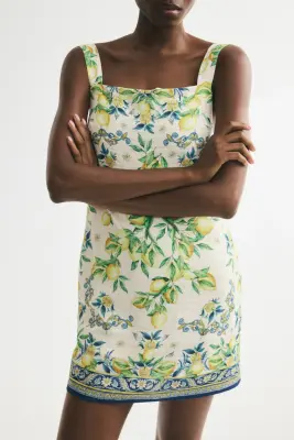 Robe sans manches avec dos ouvert - Crème/citrons — photo 2