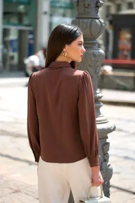 Rhea Silk Blouse - Chocolate — photo 4