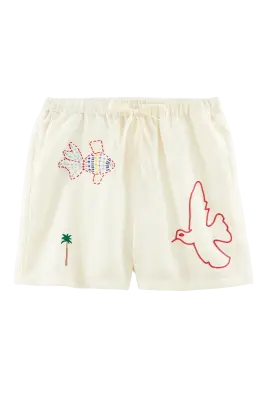 Short Lisa blanc ivoire et broderies multicolores — photo 5