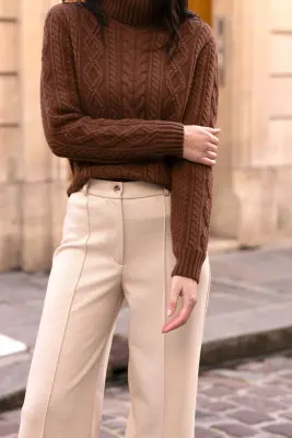 Nala Pants - Beige fishbone — photo 4