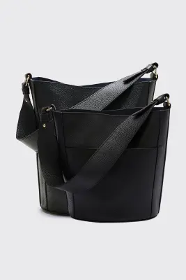 Sac Grand Sofia grainé noir intérieur marine — photo 3