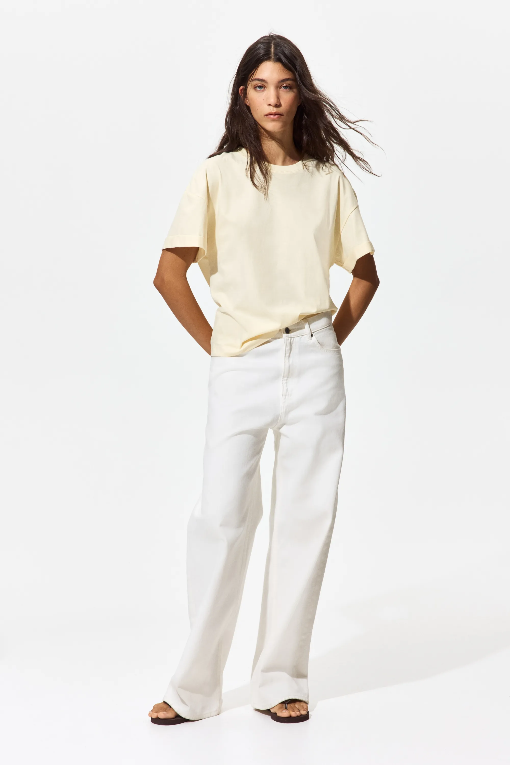Loose-fit cotton T-shirt - Jaune pâle