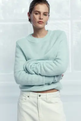 Pull ajusté - Turquoise clair — photo 2
