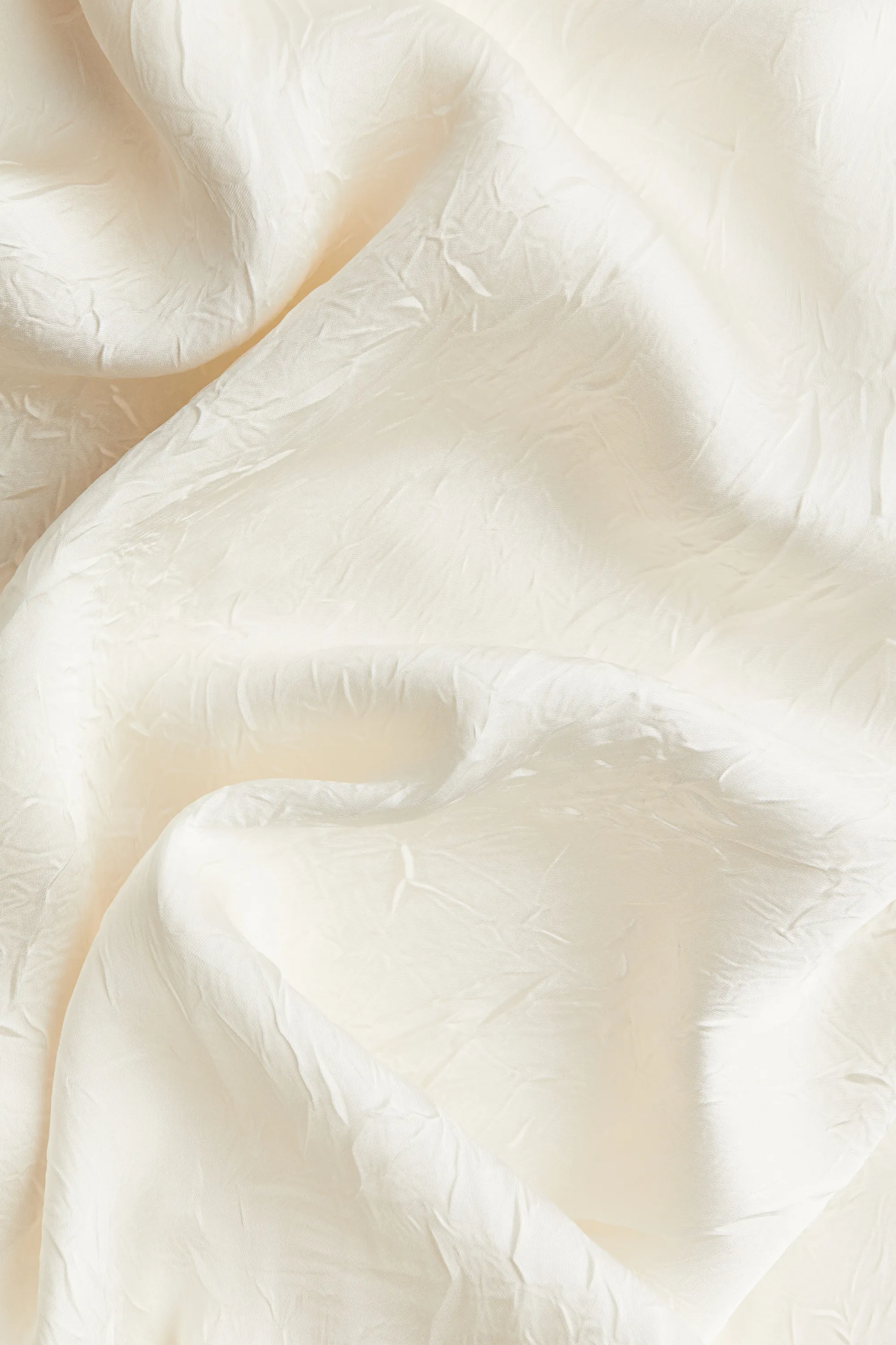 Jupe maxi en satin froissé - Crème